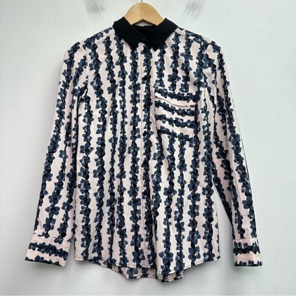 Topshop Floral Button Down Lightweight Shirt Size 2 - Picture 1 of 7